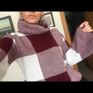 Plaid turtleneck sweater